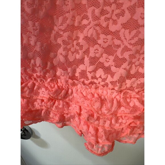 Victorias Secret Sexy Little Things Lace Slip Dress Ruffled Orange Sz M - Picture 3 of 8
